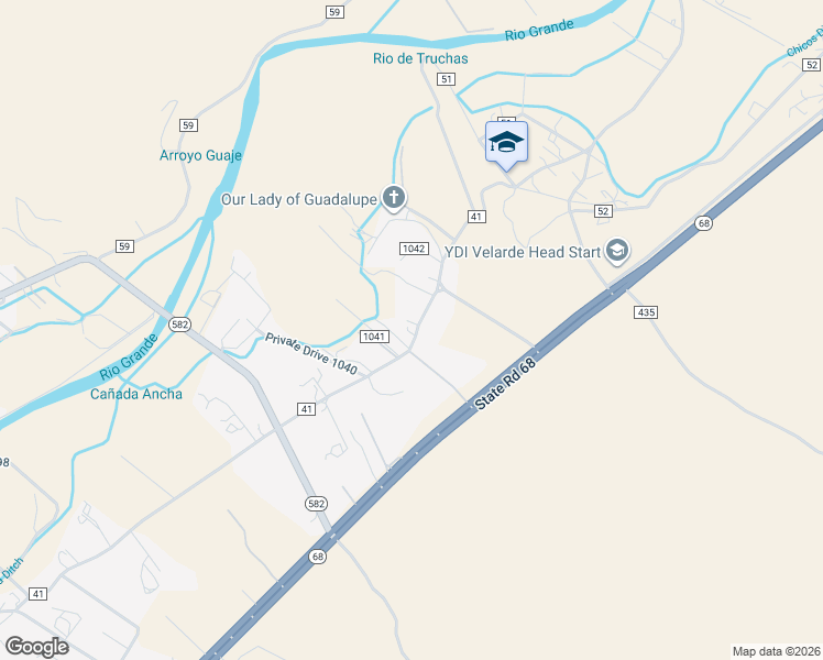 map of restaurants, bars, coffee shops, grocery stores, and more near 1009 County Road 41 in Velarde