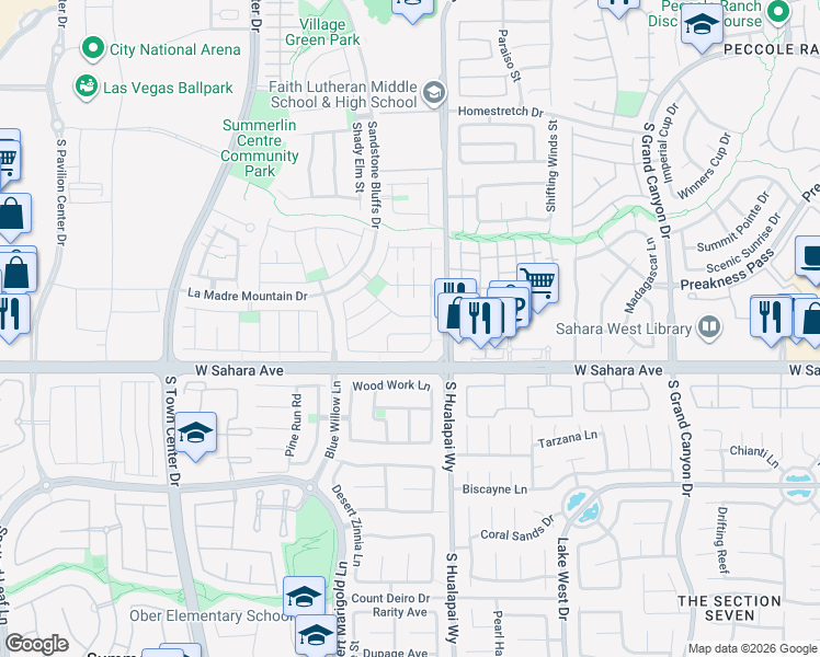 map of restaurants, bars, coffee shops, grocery stores, and more near 10268 Jersey Shore Avenue in Las Vegas