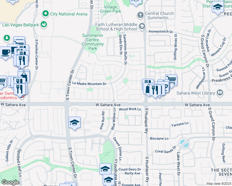map of restaurants, bars, coffee shops, grocery stores, and more near 2375 Brunswick Bay Street in Las Vegas