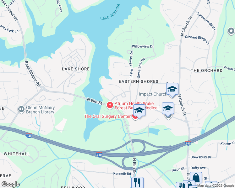 map of restaurants, bars, coffee shops, grocery stores, and more near 305 Turnstone Trail in Greensboro