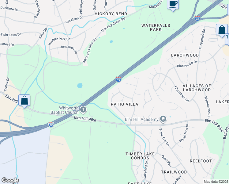 map of restaurants, bars, coffee shops, grocery stores, and more near 1127 Cabana Drive in Nashville