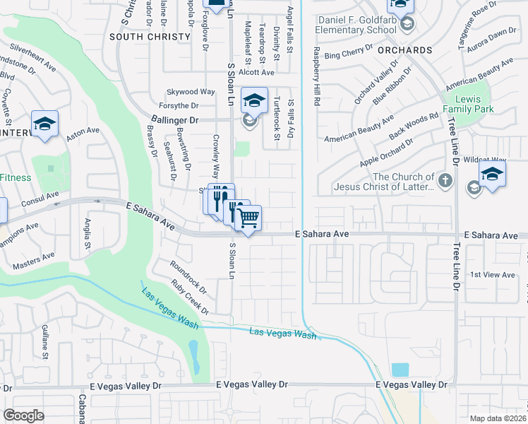 map of restaurants, bars, coffee shops, grocery stores, and more near 5870 Pacific Shores Drive in Las Vegas