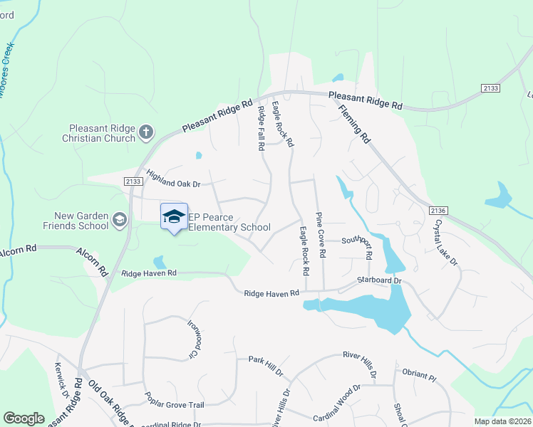 map of restaurants, bars, coffee shops, grocery stores, and more near 4412 Camden Ridge Drive in Greensboro
