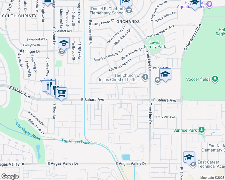 map of restaurants, bars, coffee shops, grocery stores, and more near 6170 East Sahara Avenue in Las Vegas