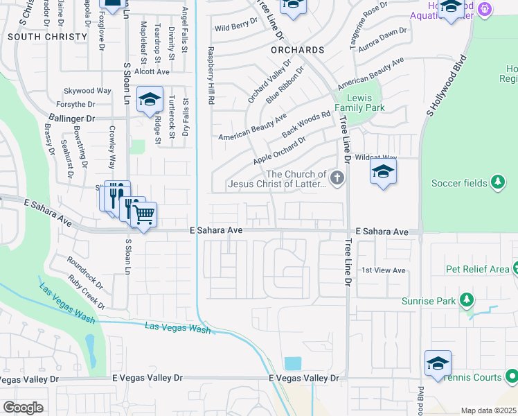 map of restaurants, bars, coffee shops, grocery stores, and more near 6170 East Sahara Avenue in Las Vegas