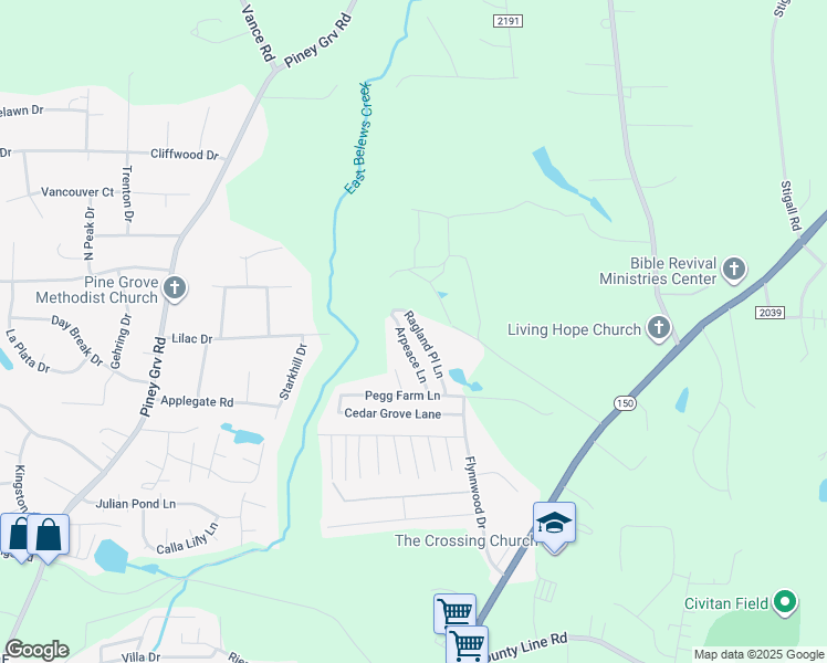 map of restaurants, bars, coffee shops, grocery stores, and more near 316 Ragland Place Lane in Kernersville