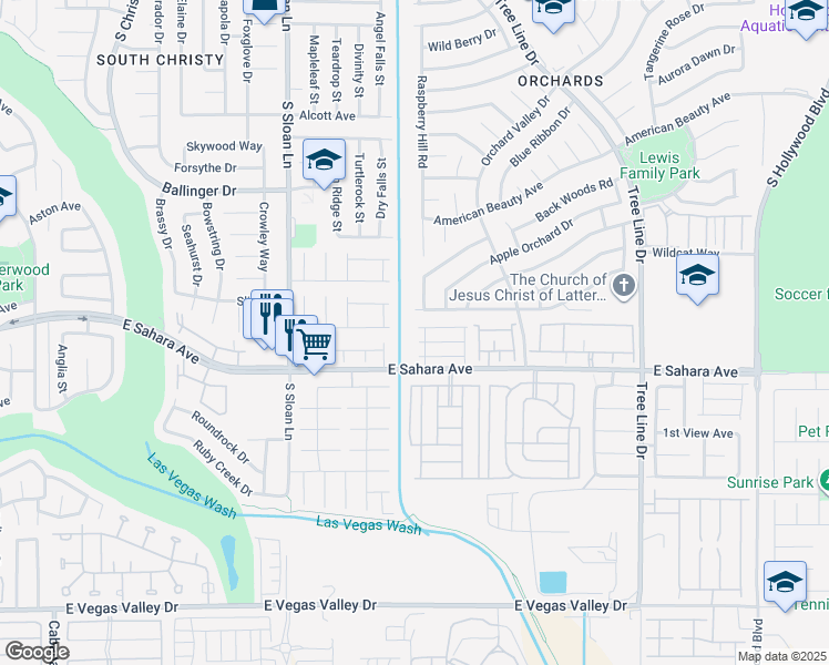map of restaurants, bars, coffee shops, grocery stores, and more near 6001 Saint Petersburg Drive in Las Vegas