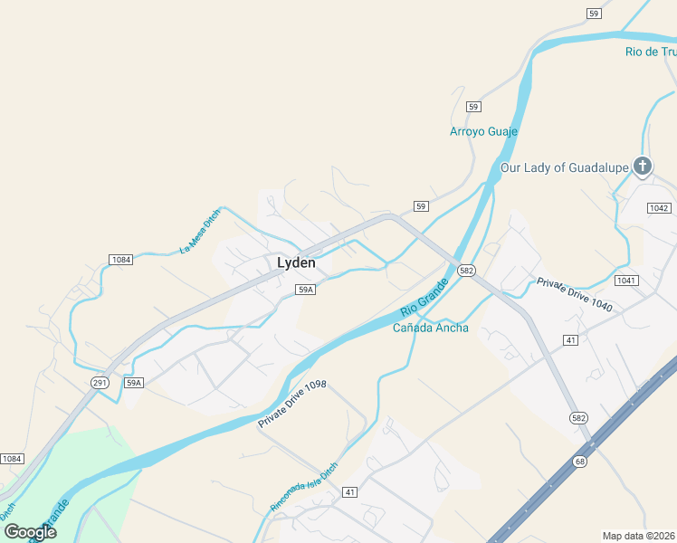 map of restaurants, bars, coffee shops, grocery stores, and more near County Road 59A in Velarde