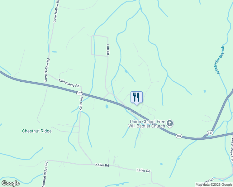 map of restaurants, bars, coffee shops, grocery stores, and more near 115 Laurel Estates Circle in Chuckey