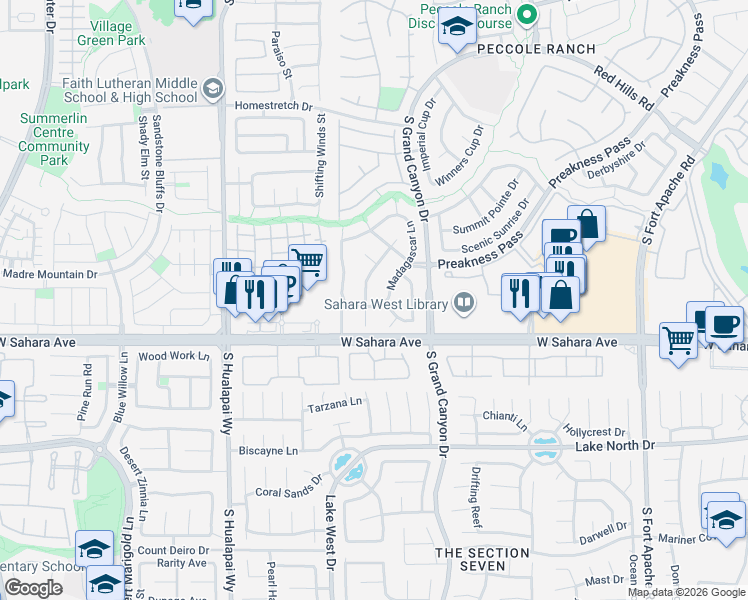 map of restaurants, bars, coffee shops, grocery stores, and more near 9700 Maltese Way in Las Vegas