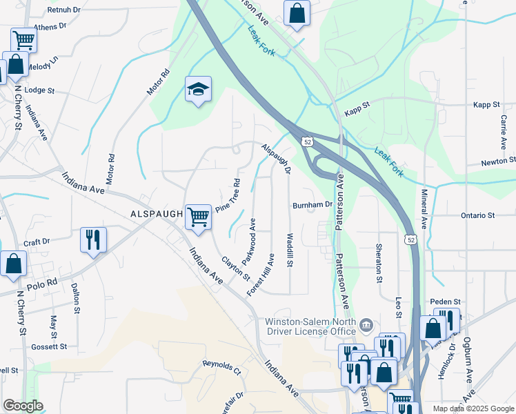 map of restaurants, bars, coffee shops, grocery stores, and more near 330 Parkwood Avenue in Winston-Salem