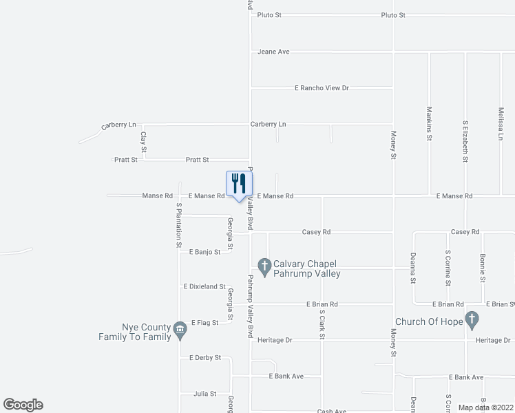 map of restaurants, bars, coffee shops, grocery stores, and more near 1021 Manse Road in Pahrump