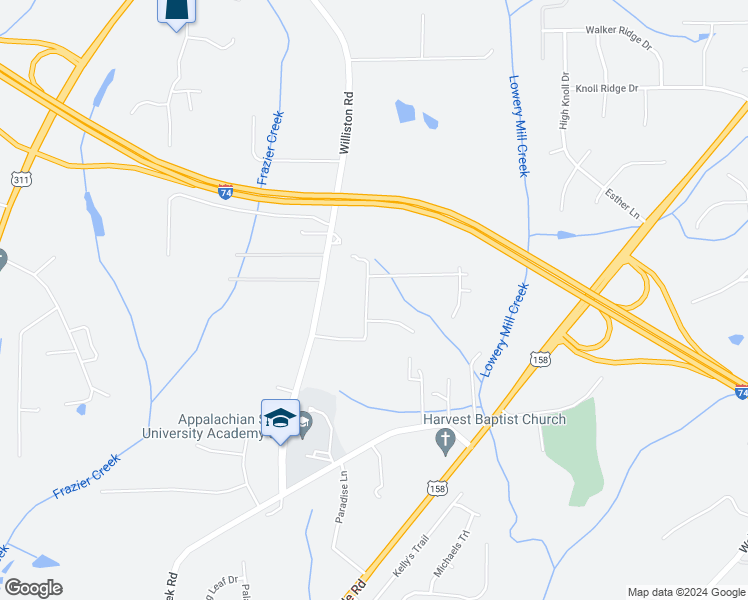 map of restaurants, bars, coffee shops, grocery stores, and more near 3231 Imperial Drive in Walkertown