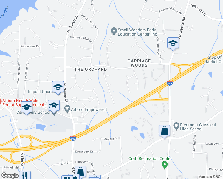 map of restaurants, bars, coffee shops, grocery stores, and more near 4902 Shady Pine Drive in Greensboro