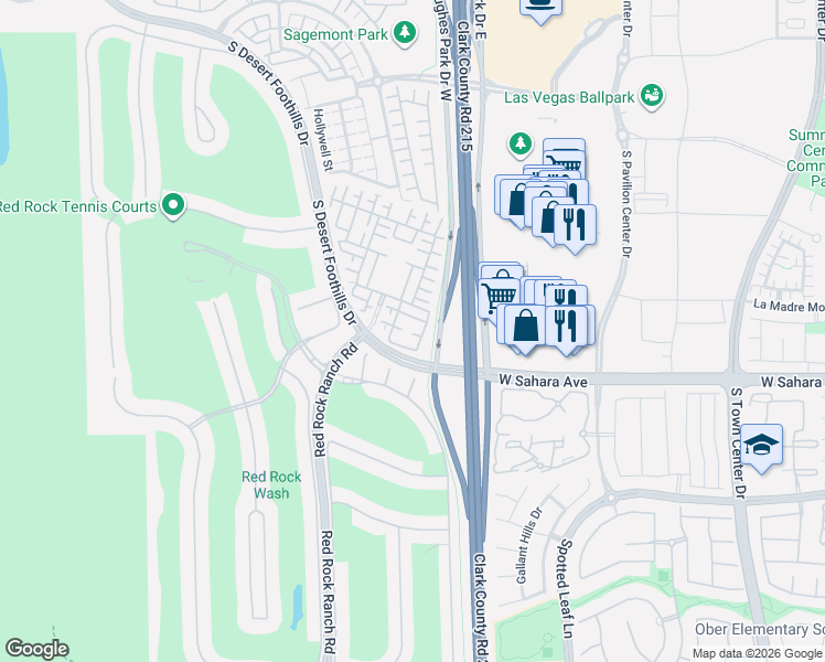 map of restaurants, bars, coffee shops, grocery stores, and more near 2446 Granada Bluff Court in Las Vegas