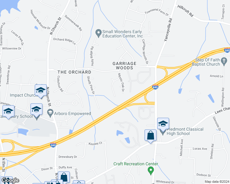 map of restaurants, bars, coffee shops, grocery stores, and more near 4812 Yellow Locust Drive in Browns Summit