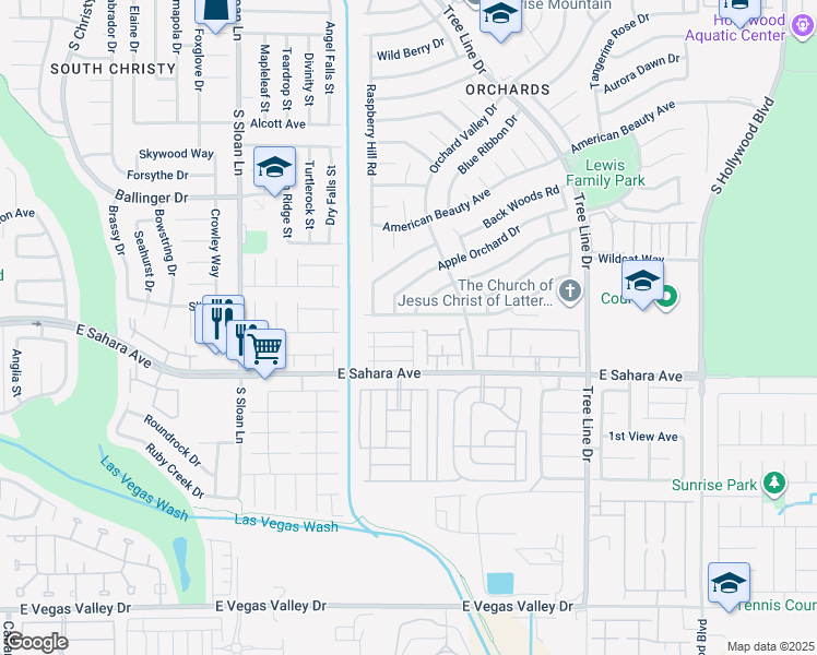 map of restaurants, bars, coffee shops, grocery stores, and more near 6070 Las Nubes Drive in Las Vegas