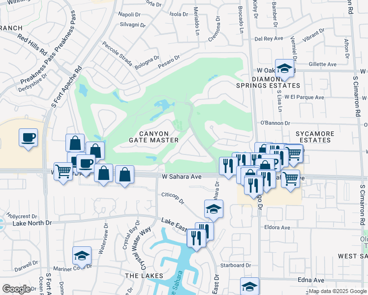 map of restaurants, bars, coffee shops, grocery stores, and more near 8761 Rainbow Ridge Drive in Las Vegas