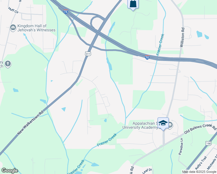 map of restaurants, bars, coffee shops, grocery stores, and more near 2981 Sell Road in Winston-Salem