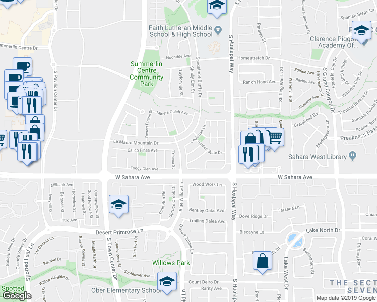 map of restaurants, bars, coffee shops, grocery stores, and more near 10370 Blue Claws Lane in Las Vegas