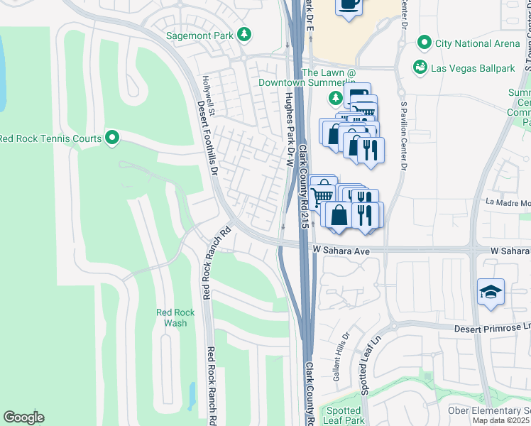 map of restaurants, bars, coffee shops, grocery stores, and more near 2428 Granada Bluff Court in Las Vegas