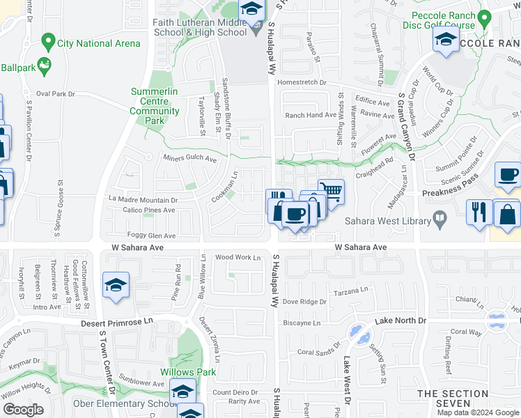 map of restaurants, bars, coffee shops, grocery stores, and more near 10234 Garden State Drive in Las Vegas