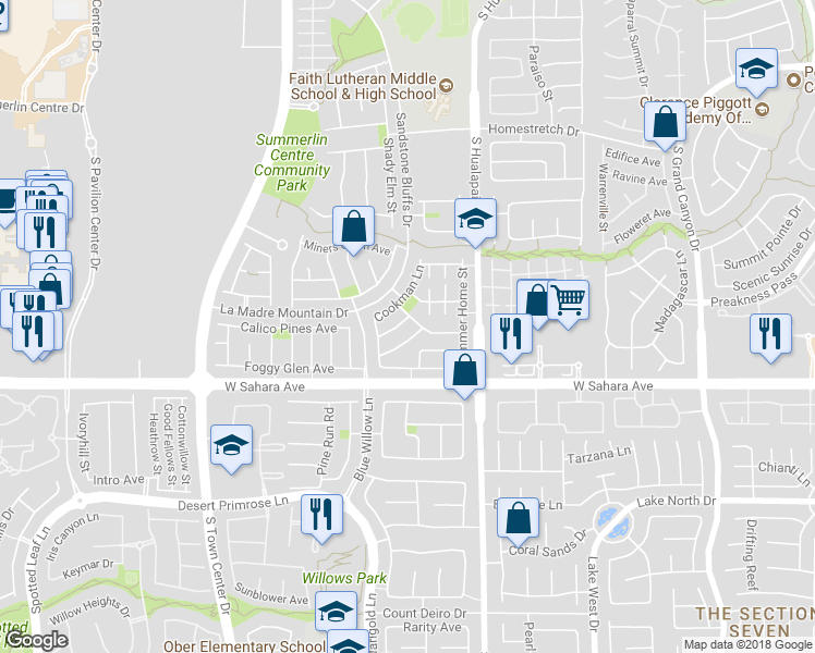 map of restaurants, bars, coffee shops, grocery stores, and more near 10325 Blue Claws Lane in Las Vegas