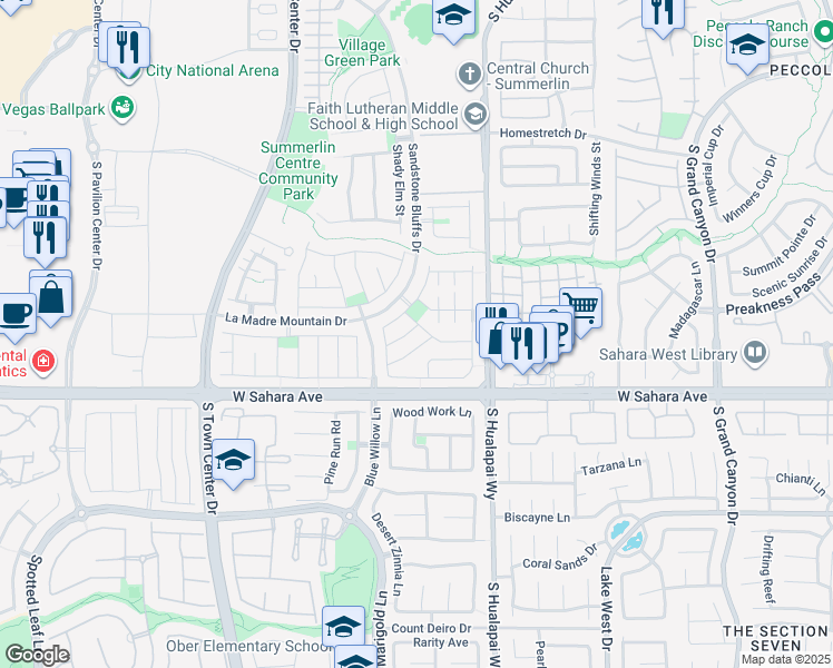 map of restaurants, bars, coffee shops, grocery stores, and more near 10325 Blue Claws Lane in Las Vegas