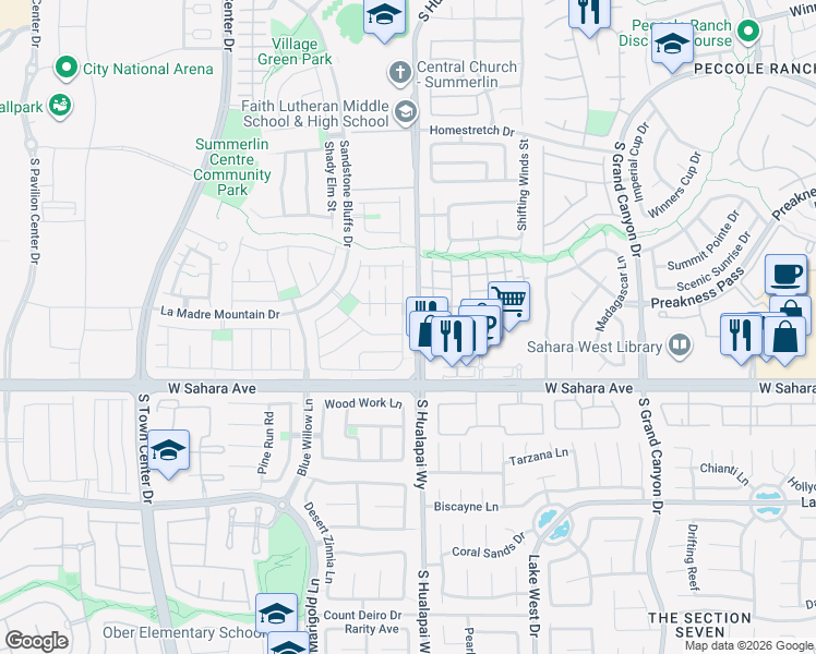 map of restaurants, bars, coffee shops, grocery stores, and more near 2316 Summer Home Street in Las Vegas