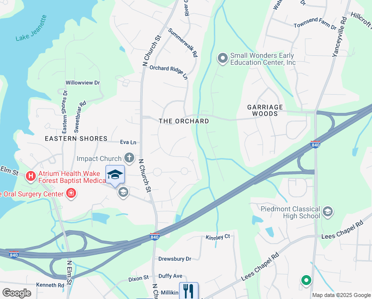 map of restaurants, bars, coffee shops, grocery stores, and more near 3 Teaberry Ct in Greensboro