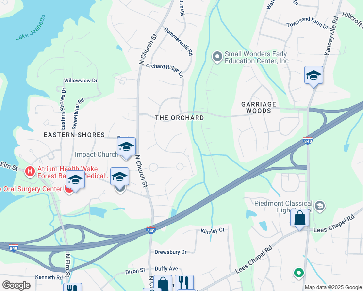 map of restaurants, bars, coffee shops, grocery stores, and more near 3 Teaberry Ct in Greensboro