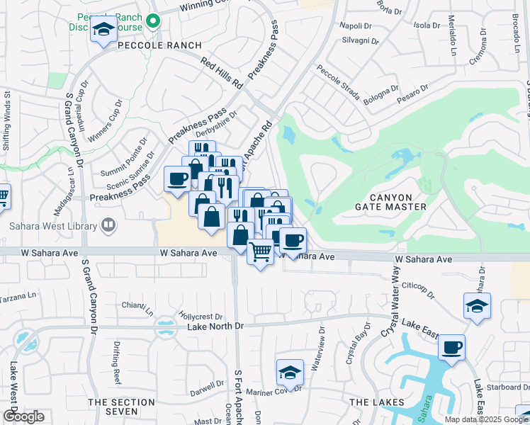 map of restaurants, bars, coffee shops, grocery stores, and more near 2200 South Fort Apache Road in Las Vegas