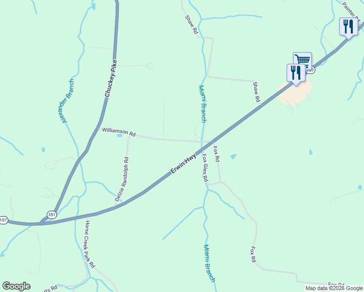 map of restaurants, bars, coffee shops, grocery stores, and more near 115 Williamson Road in Chuckey