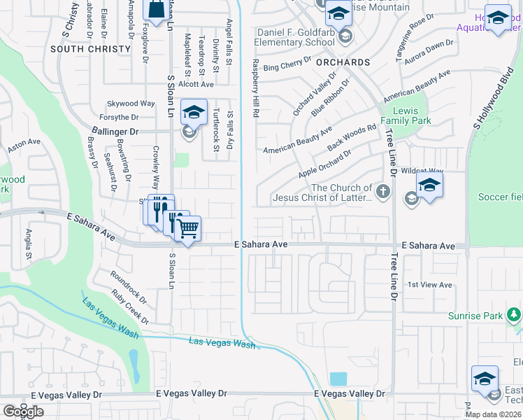 map of restaurants, bars, coffee shops, grocery stores, and more near 2281 Blackberry Valley Way in Las Vegas