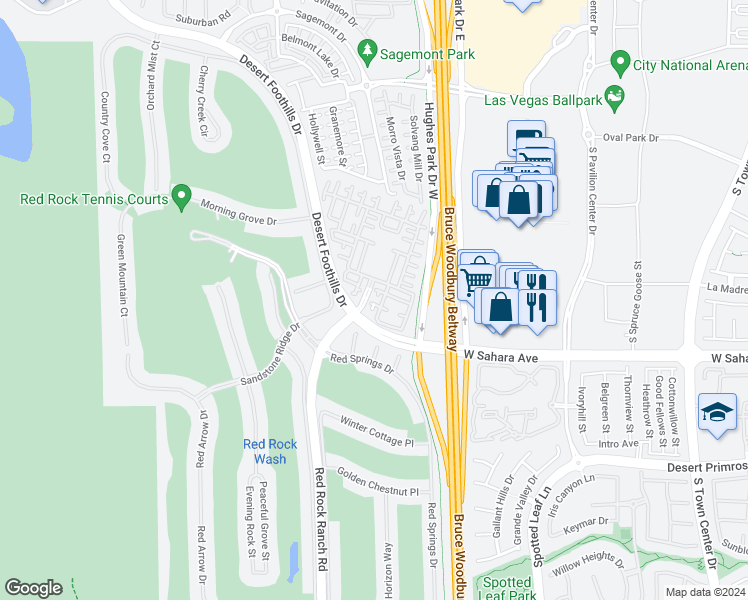 map of restaurants, bars, coffee shops, grocery stores, and more near 2429 Granada Bluff Court in Las Vegas