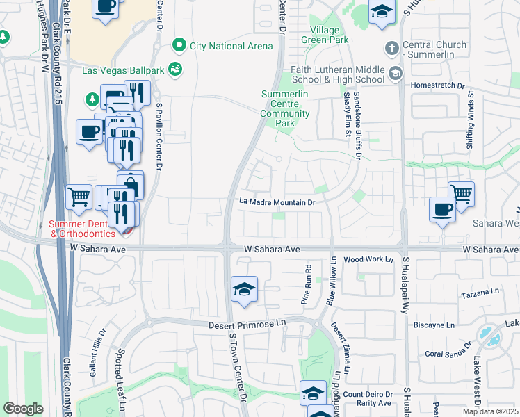 map of restaurants, bars, coffee shops, grocery stores, and more near 10585 Olympic Pine Drive in Las Vegas