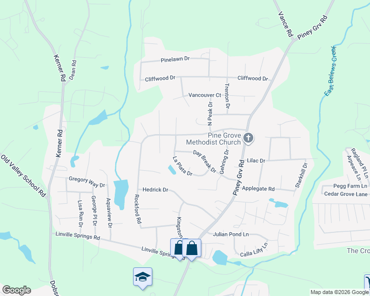 map of restaurants, bars, coffee shops, grocery stores, and more near 146 Rockford Road in Kernersville