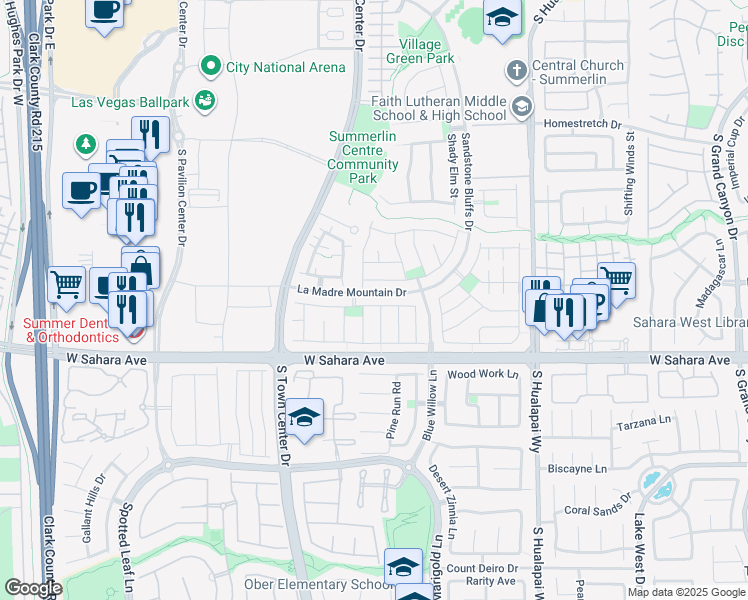 map of restaurants, bars, coffee shops, grocery stores, and more near 10506 Calico Pines Avenue in Las Vegas