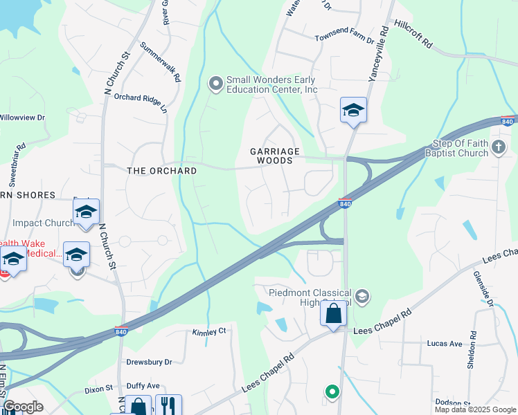 map of restaurants, bars, coffee shops, grocery stores, and more near 5 Mystic Locust Court in Browns Summit