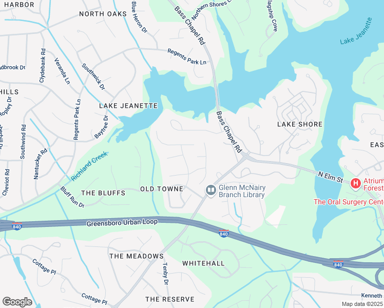 map of restaurants, bars, coffee shops, grocery stores, and more near 5005 Cobbler Ridge Court in Greensboro