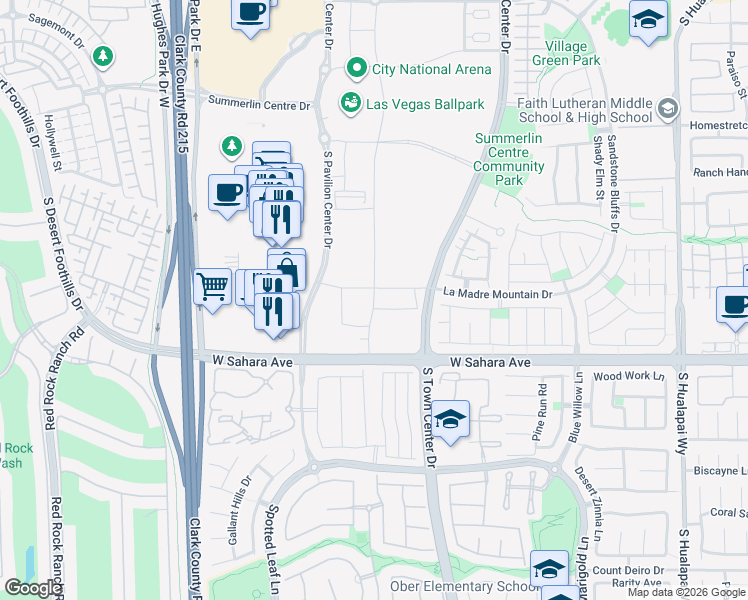 map of restaurants, bars, coffee shops, grocery stores, and more near 2285 Spruce Goose Street in Las Vegas