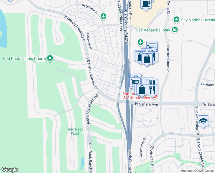 map of restaurants, bars, coffee shops, grocery stores, and more near 2419 Granada Bluff Court in Las Vegas