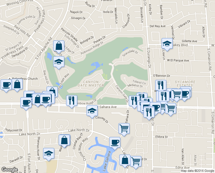 map of restaurants, bars, coffee shops, grocery stores, and more near 8756 Rainbow Ridge Dr in Las Vegas