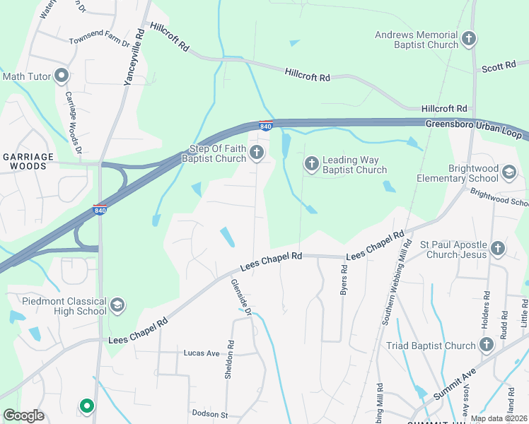 map of restaurants, bars, coffee shops, grocery stores, and more near 5001 Watlington Road in Greensboro