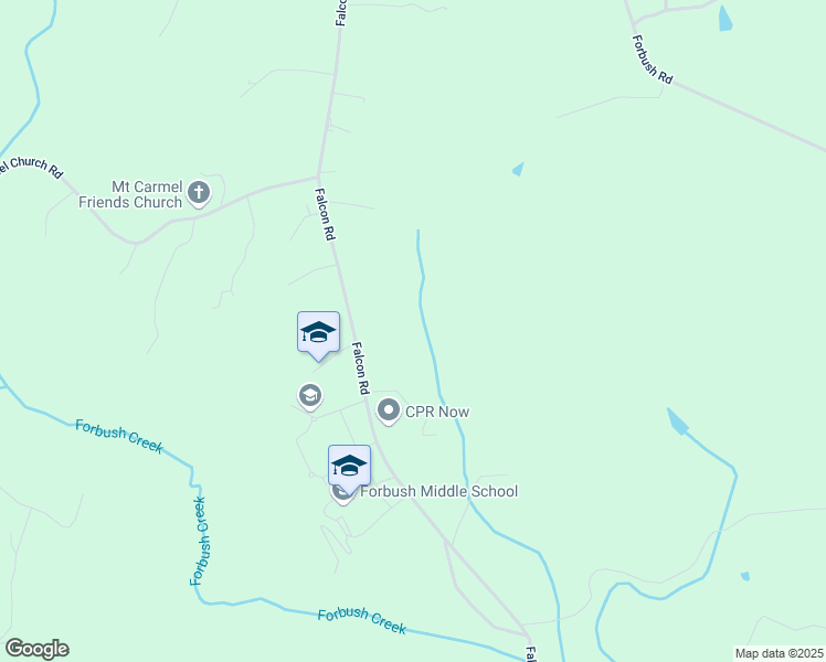 map of restaurants, bars, coffee shops, grocery stores, and more near 1704 Falcon Road in East Bend