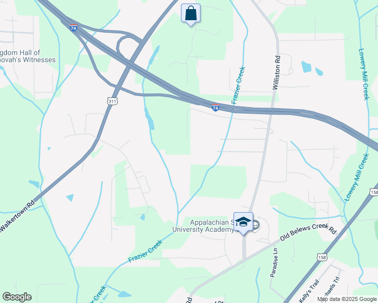 map of restaurants, bars, coffee shops, grocery stores, and more near 3310 Dillon Farm Road in Winston-Salem