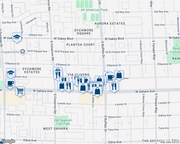 map of restaurants, bars, coffee shops, grocery stores, and more near 2220 Diamond Bar Drive in Las Vegas