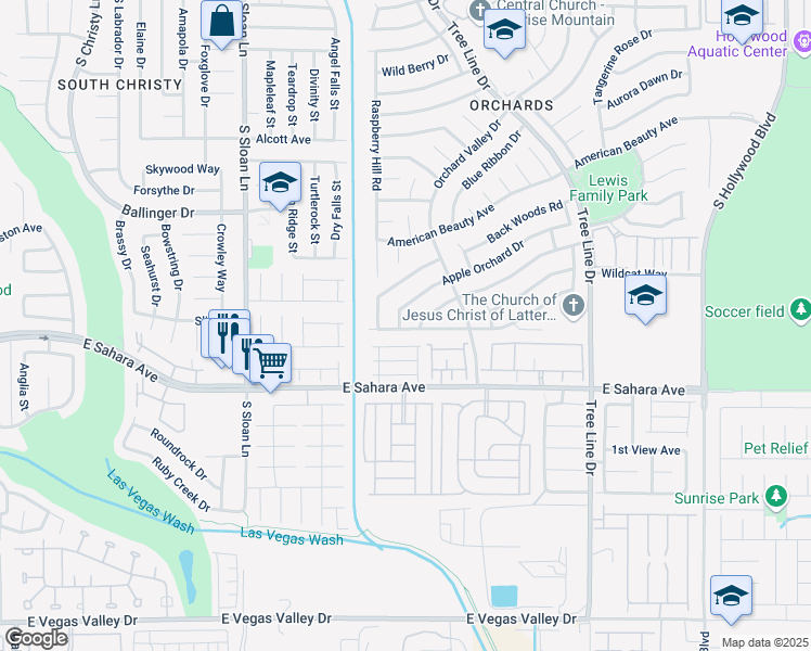 map of restaurants, bars, coffee shops, grocery stores, and more near 6075 Apple Orchard Drive in Las Vegas