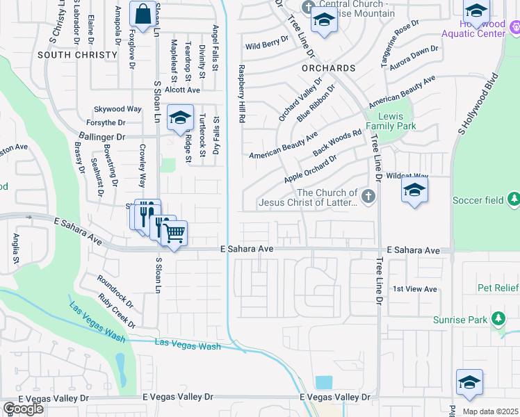 map of restaurants, bars, coffee shops, grocery stores, and more near 6075 Apple Orchard Drive in Las Vegas