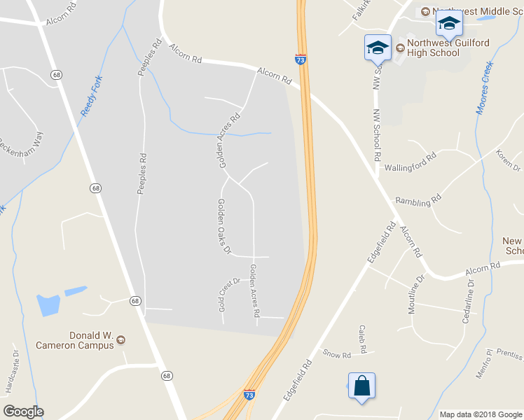 map of restaurants, bars, coffee shops, grocery stores, and more near 4910 Golden Acres Road in Oak Ridge